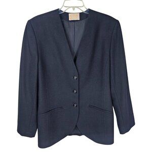 VTG Pendleton Wool Blazer Jacket 16 Black Virgin Wool Collarless Quiet Luxury